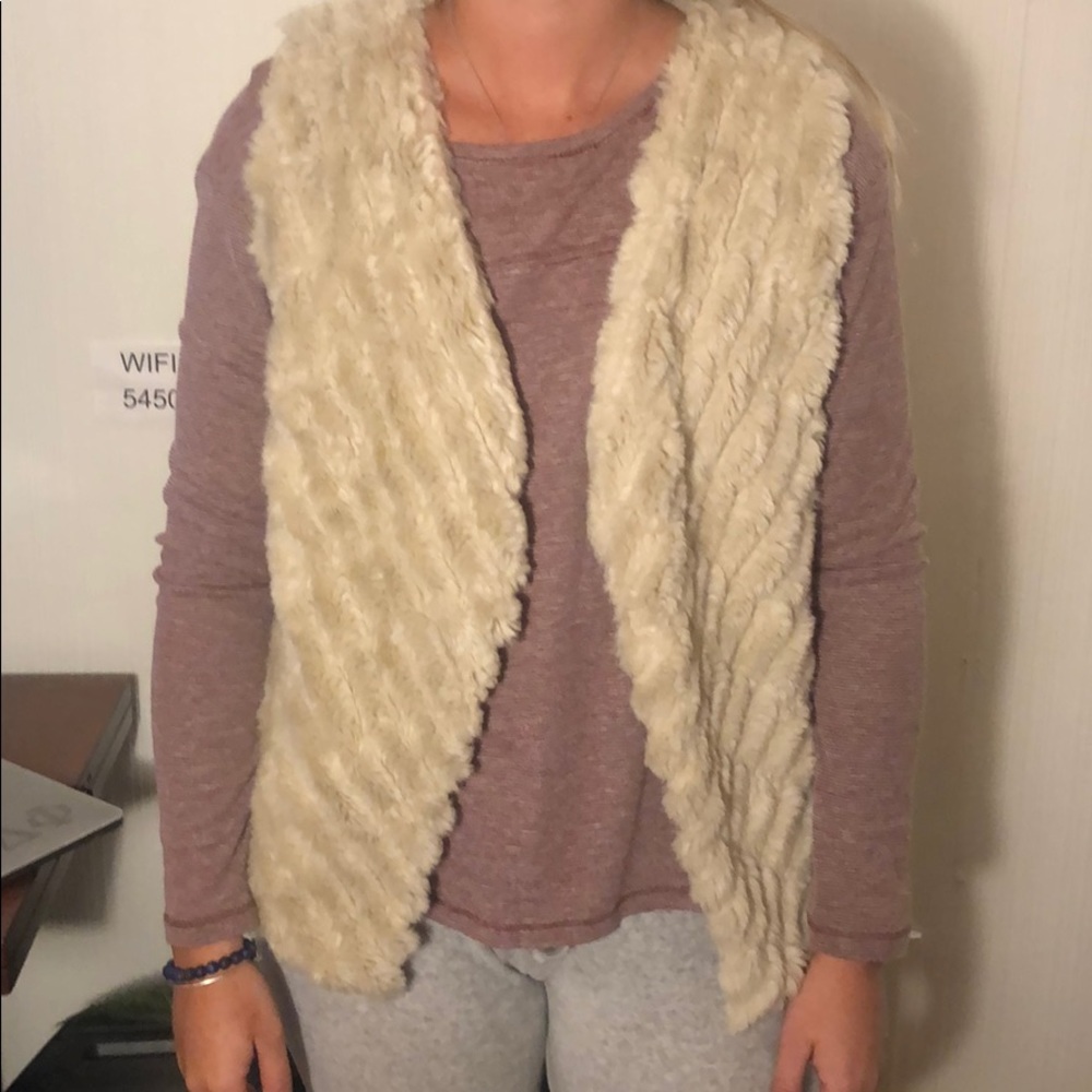 Cream fur vest